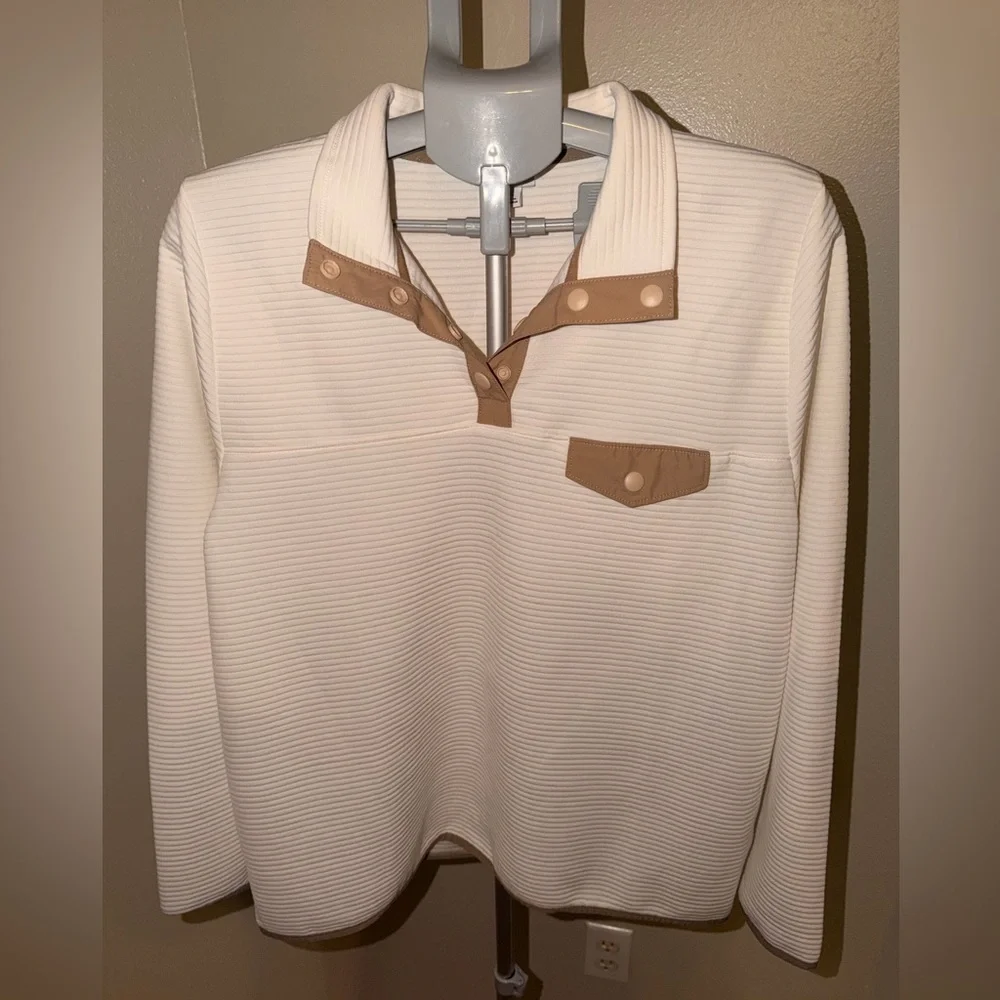 J.Crew Ribbed Snap Collar Pullover